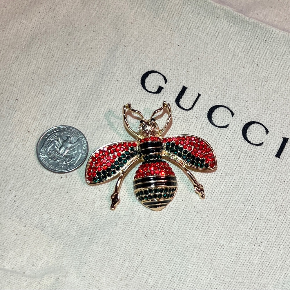 Designer Style Bee Rhinestone Brooch - Picture 7 of 9